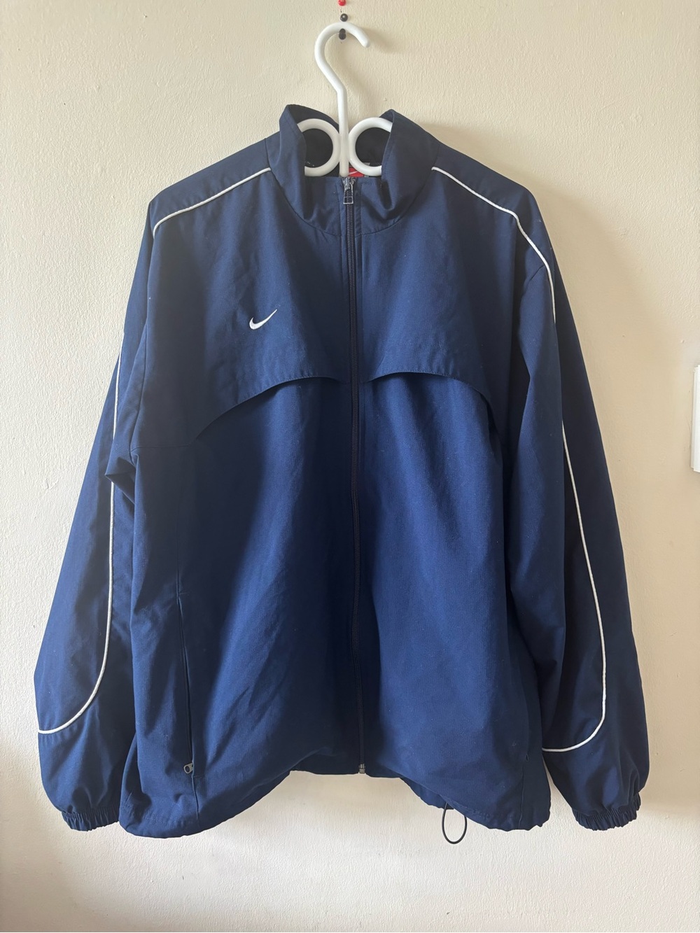 Vintage Y2K Nike Navy Blue Track Jacket with White Trim